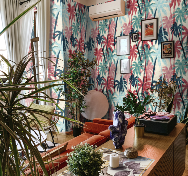 열대 우림 배경 벽지 활기찬 야자수 캐노피 - TenStickers