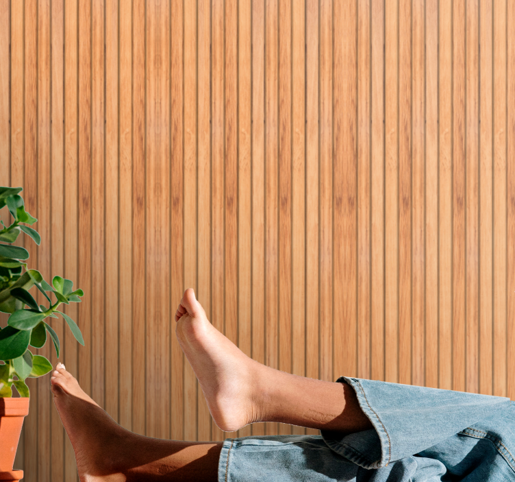 나무 스타일 수직 티크 나무 칸막이 배경 - TenStickers