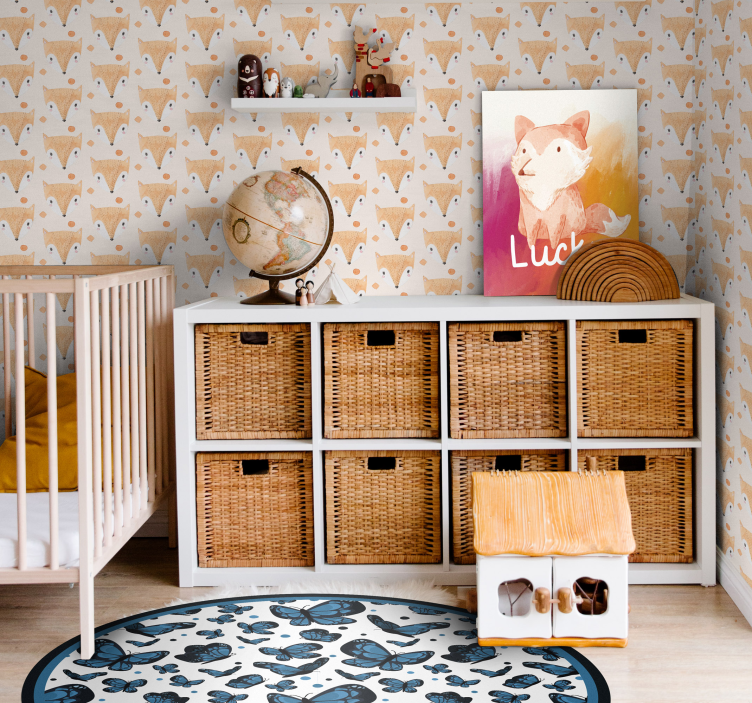 아이의 침실 벽지 손으로 그린 여우 - TenStickers