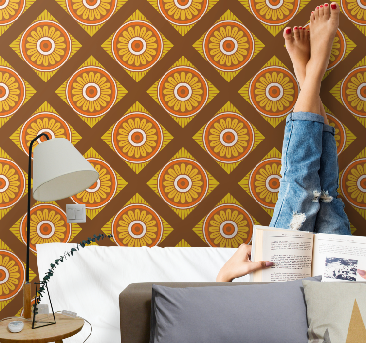 70년대 도트 세로 줄무늬 얼룩무늬 벽지 - TenStickers