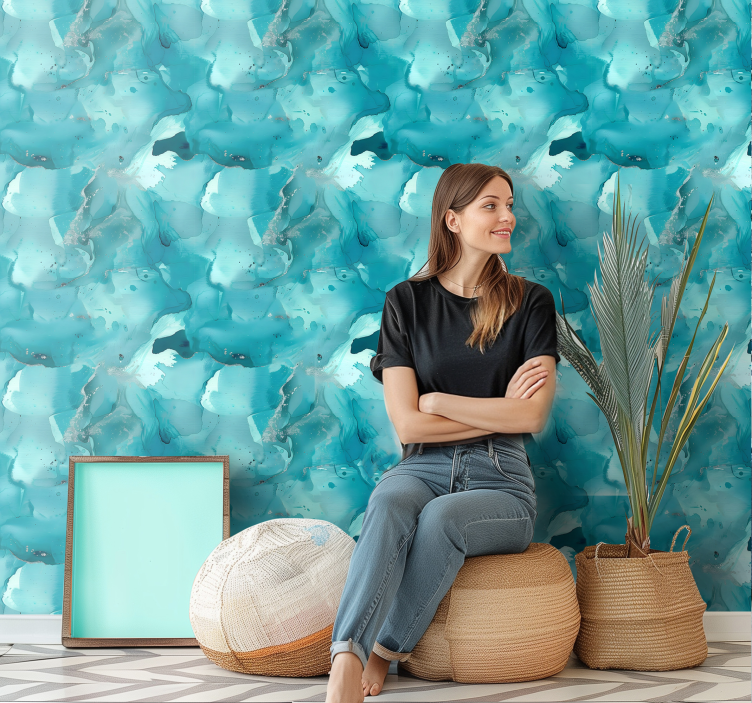 배경 화면 요약 푸른 파도 - TenStickers