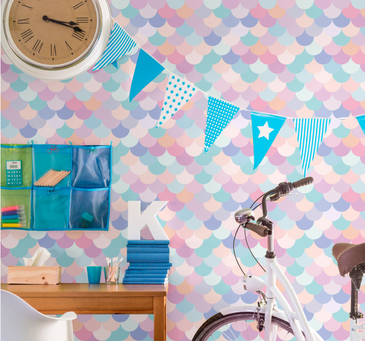 동물 벽지 부드러운 색조의 비늘 - TenStickers