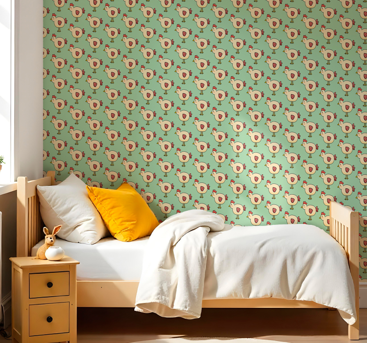 동물 벽지 치킨 패턴 - TenStickers