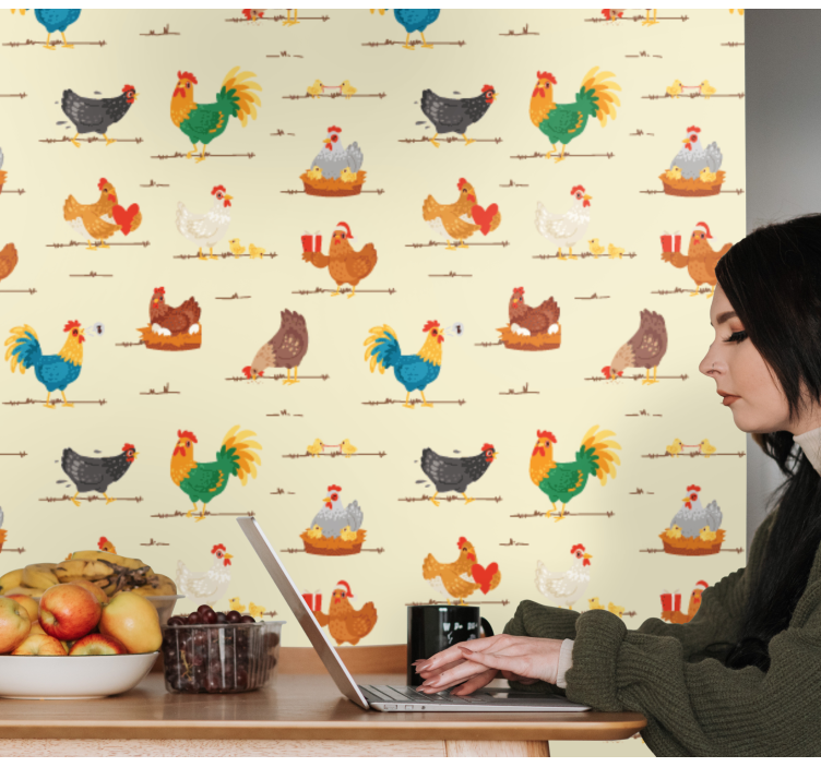 동물 벽지 닭이 잔뜩 - TenStickers