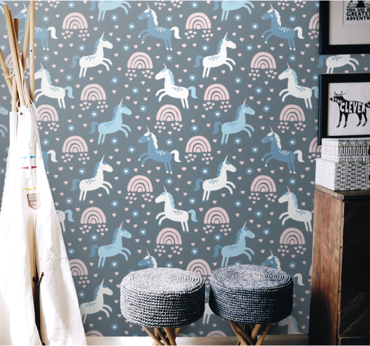 동물 벽지 기린 무지개 모티브 - TenStickers