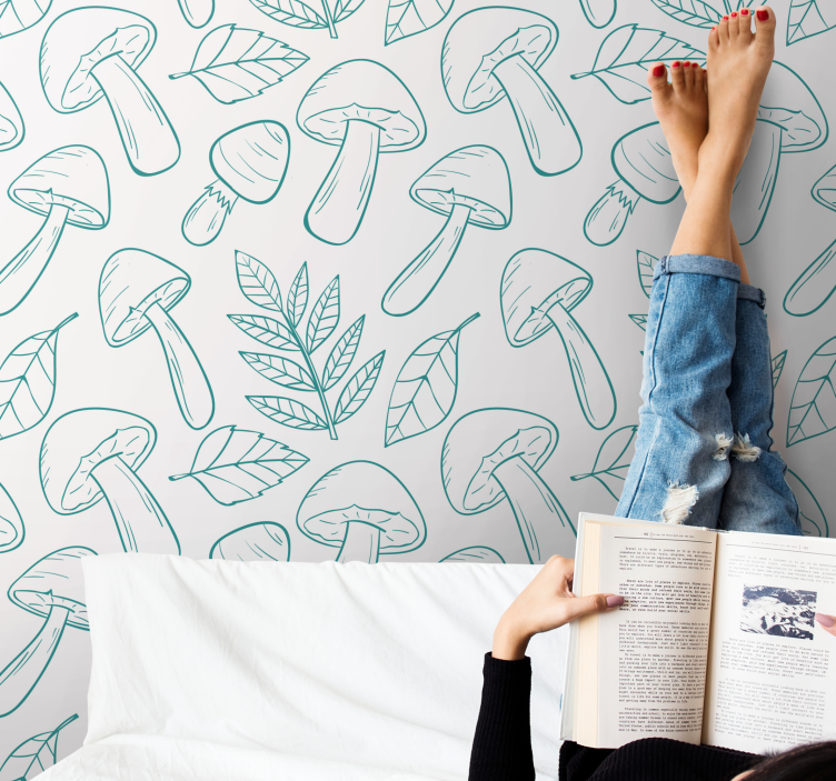 동물 벽지 버섯 윤곽선 - TenStickers