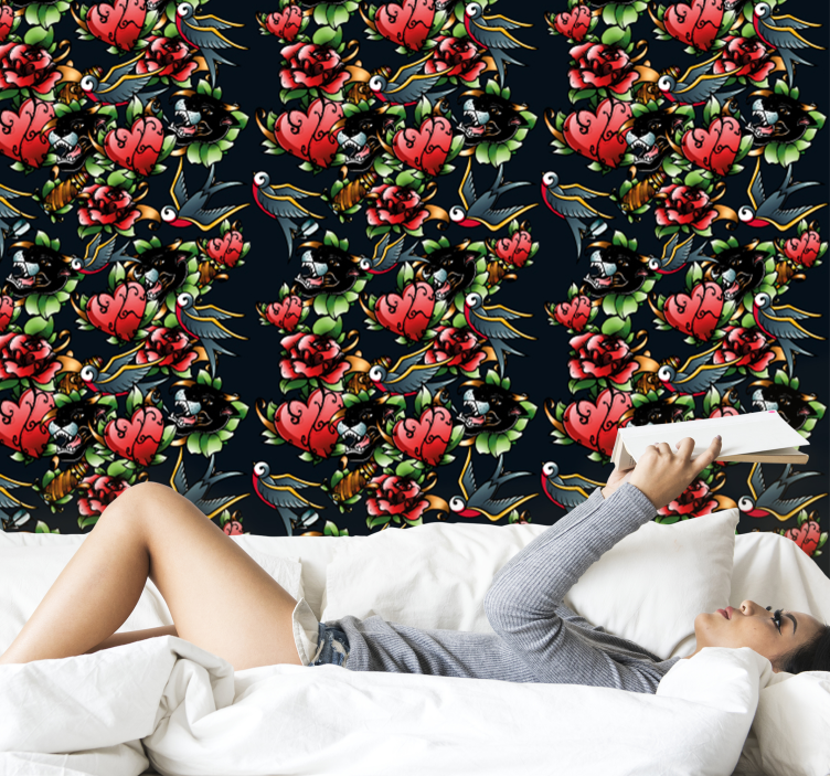 예술적 벽지 문신 스타일 패턴 - TenStickers