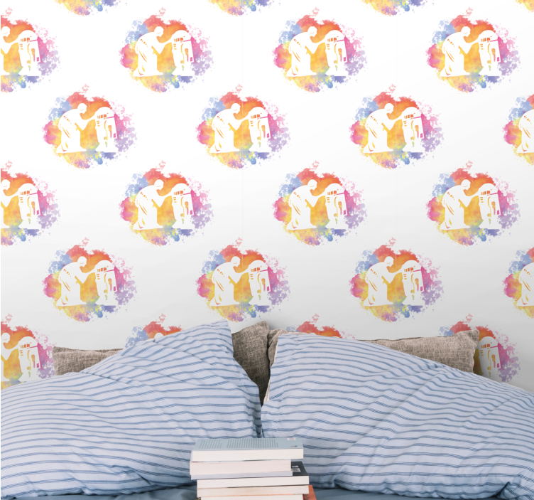 예술적 벽지 추상 커플 실루엣 - TenStickers