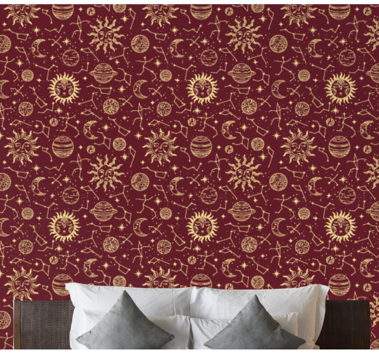 예술적 벽지 천체 패턴 - TenStickers