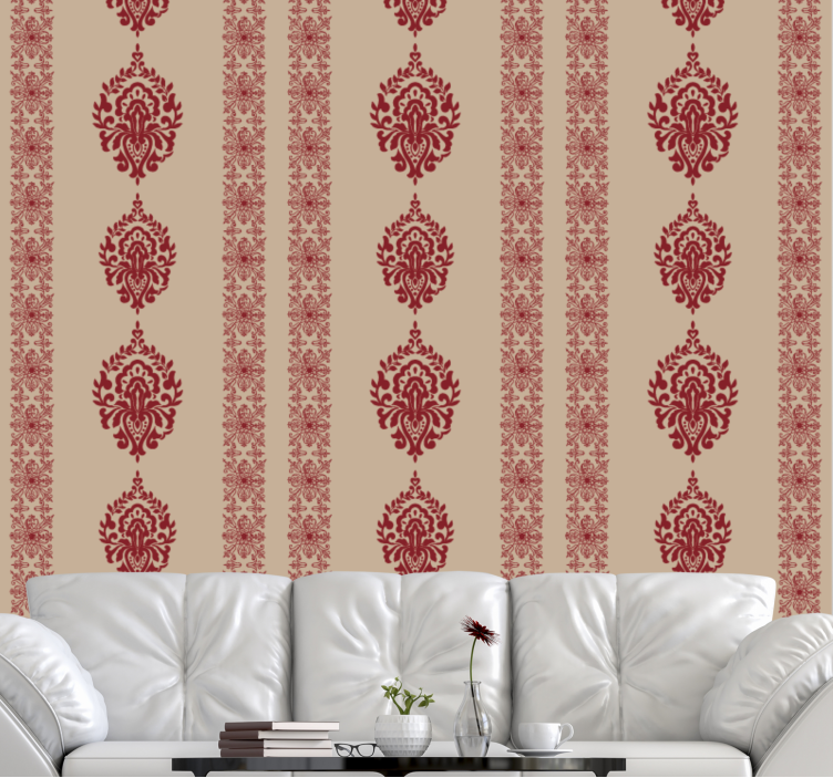 벽지 텍스처 바로코 우아한 레드 패턴 - TenStickers