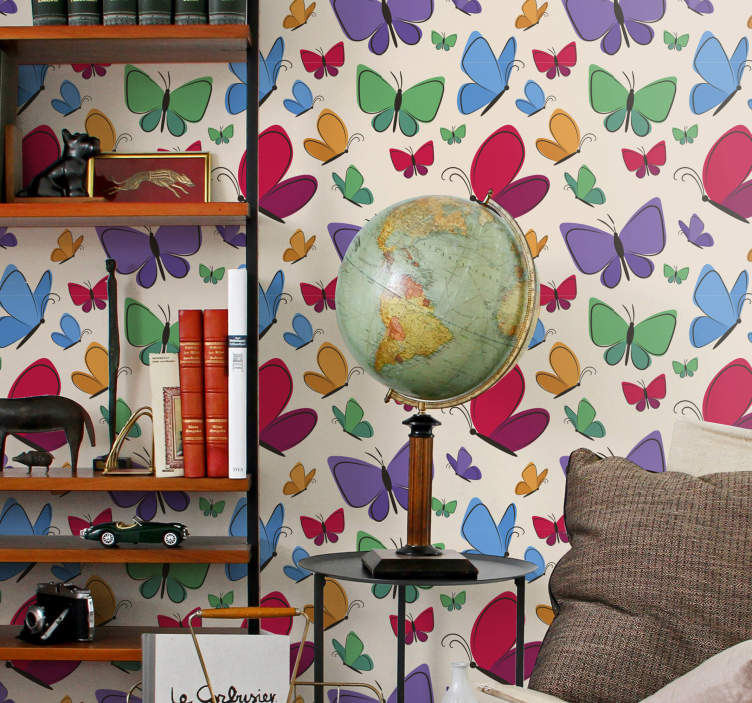 아이들을 위해 날아 다니는 나비 벽지 - TenStickers
