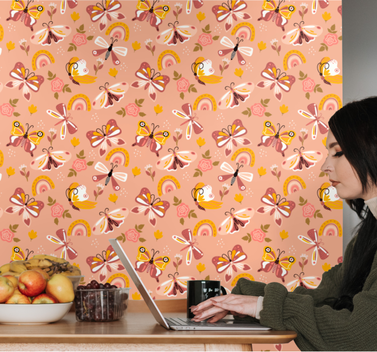 나비 배경 화면 나비 식물 패턴 - TenStickers