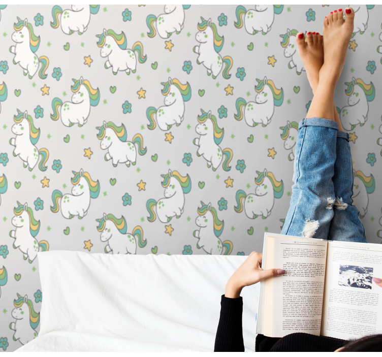아이의 침실 벽지 유니콘 판타지 - TenStickers