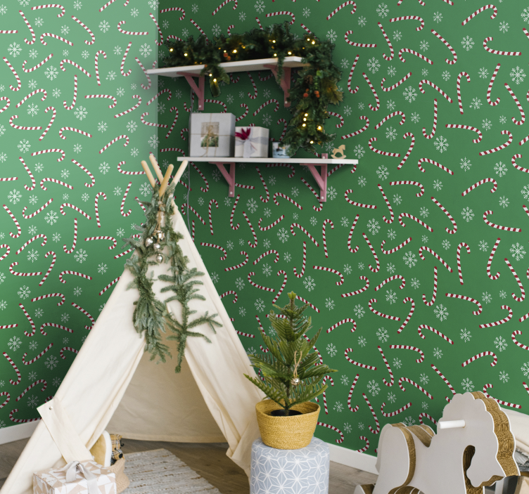 사탕 크리스마스 침실 벽지 - TenStickers