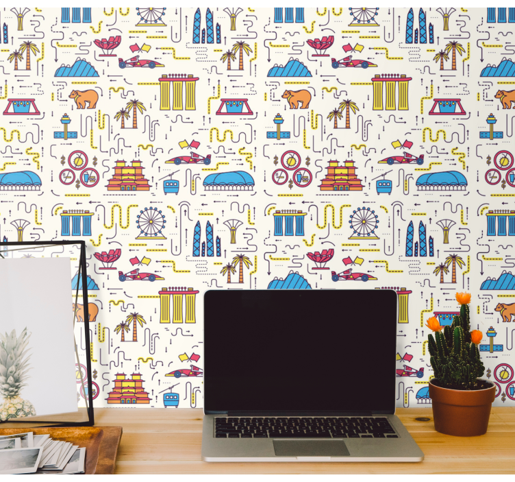 벽지 도시 및 시골 배경 도시 풍경 재미 - TenStickers