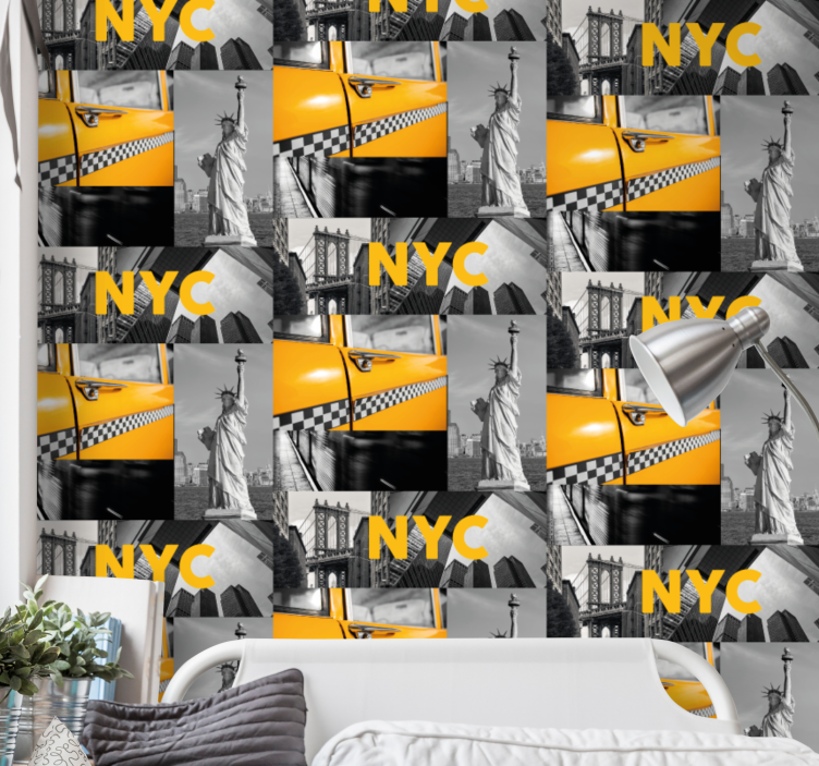 벽지 도시 및 시골 배경 도시 콜라주 - TenStickers