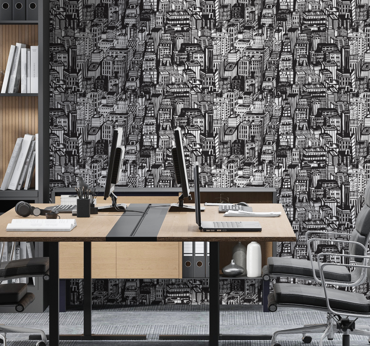 벽지 도시 및 시골 배경 도시 스케치 혼돈 - TenStickers