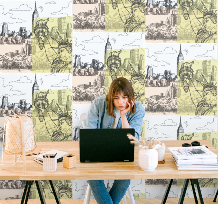 벽지 도시 및 시골 배경 도시 스케치 디자인 - TenStickers