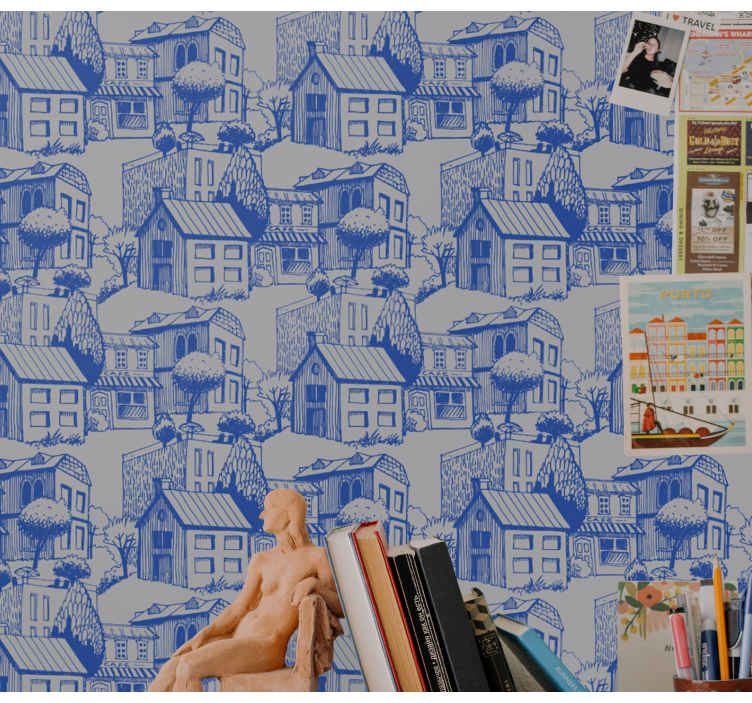 벽지 도시 및 시골 배경 도시 스케치 그림 - TenStickers