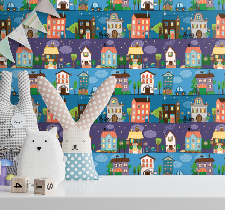 벽지 도시 및 시골 배경 도시 이야기 시간 - TenStickers