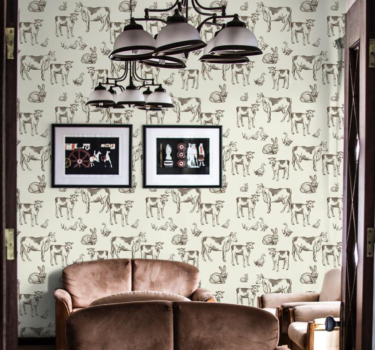 동물 벽지 농장 동물 스케치 - TenStickers