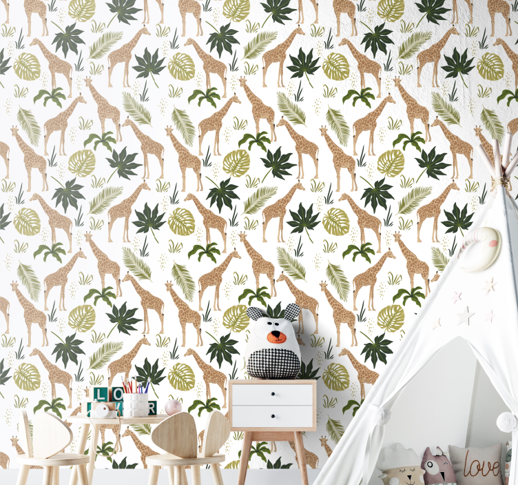 동물 벽지 사파리 기린 테마 - TenStickers