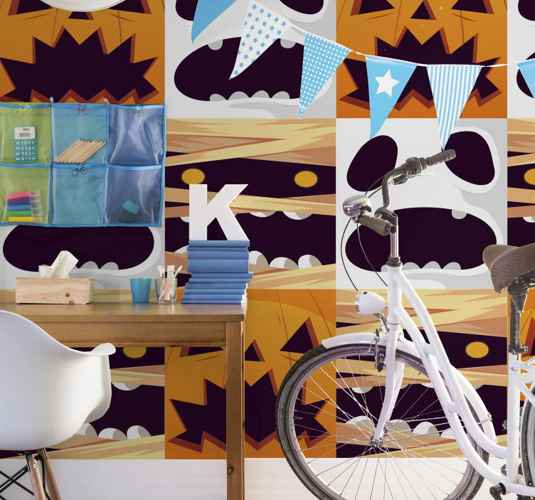 할로윈 벽지 무서운 얼굴들 - TenStickers