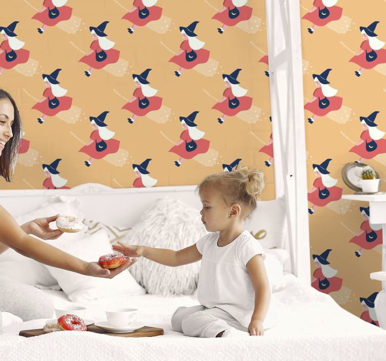 할로윈 벽지 마법의 마녀 인형 - TenStickers