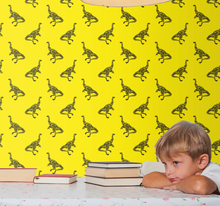 공룡이 있는 벽지 노란색 모험 - TenStickers