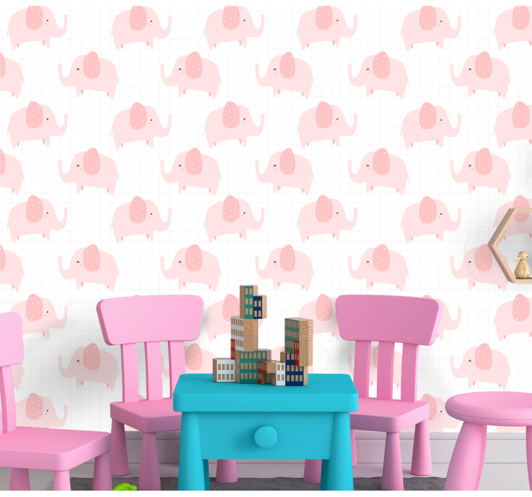 코끼리 벽지 코끼리 퍼레이드 패턴 - TenStickers