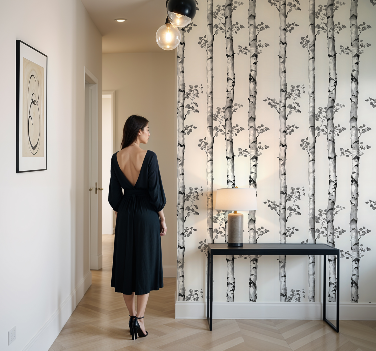 입구 벽지 겨울 큰 나무 - TenStickers