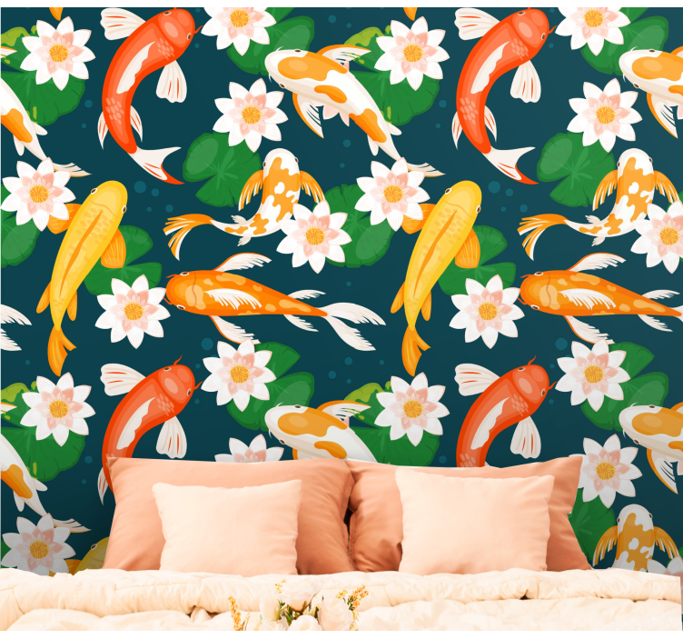 바탕화면 물고기 테마 잉어 연못 식물상 - TenStickers