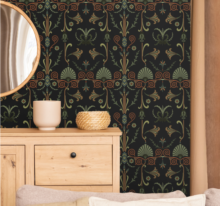 꽃 장식이 있는 벽지 식물 우아한 패턴 - TenStickers