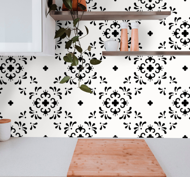 꽃 장식이 있는 벽지 꽃 장식 - TenStickers