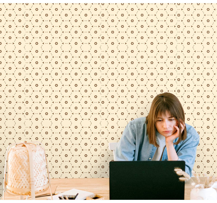 꽃 장식이 있는 벽지 기하학적 꽃 장식 - TenStickers