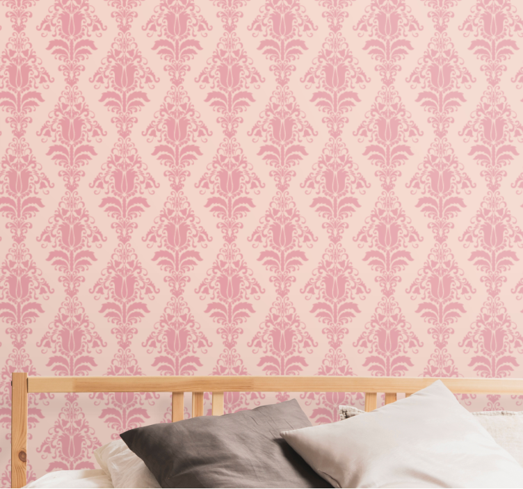 꽃 장식이 있는 벽지 우아한 식물 모티프 - TenStickers