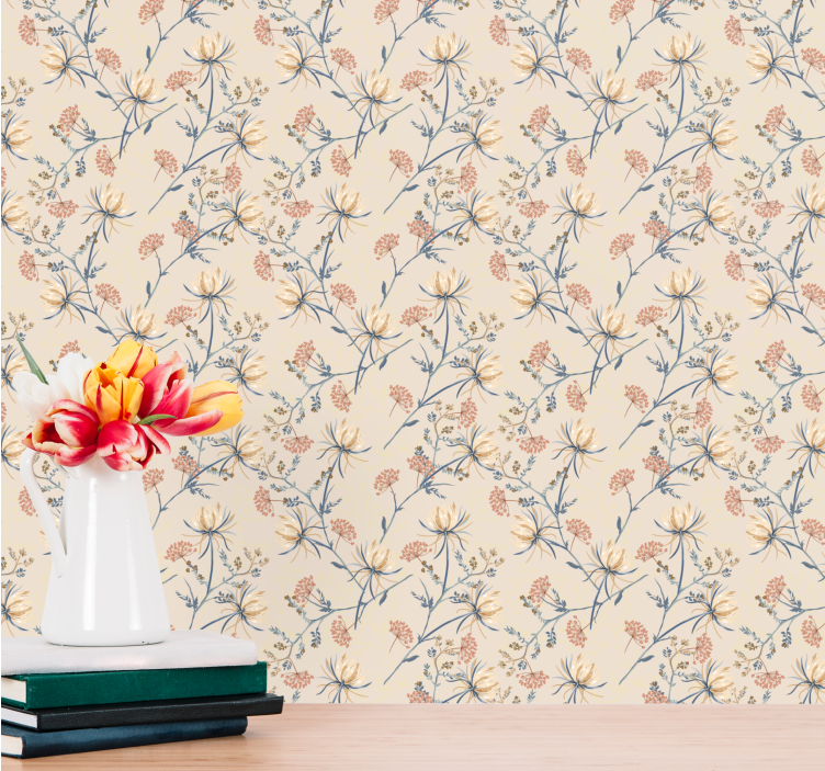 꽃이 있는 벽지 아름다운 꽃 디자인 - TenStickers