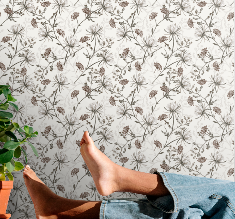 꽃이 있는 벽지 식물 무늬 - TenStickers