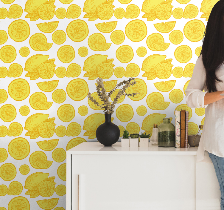 꽃이 있는 벽지 감귤류 조각 - TenStickers