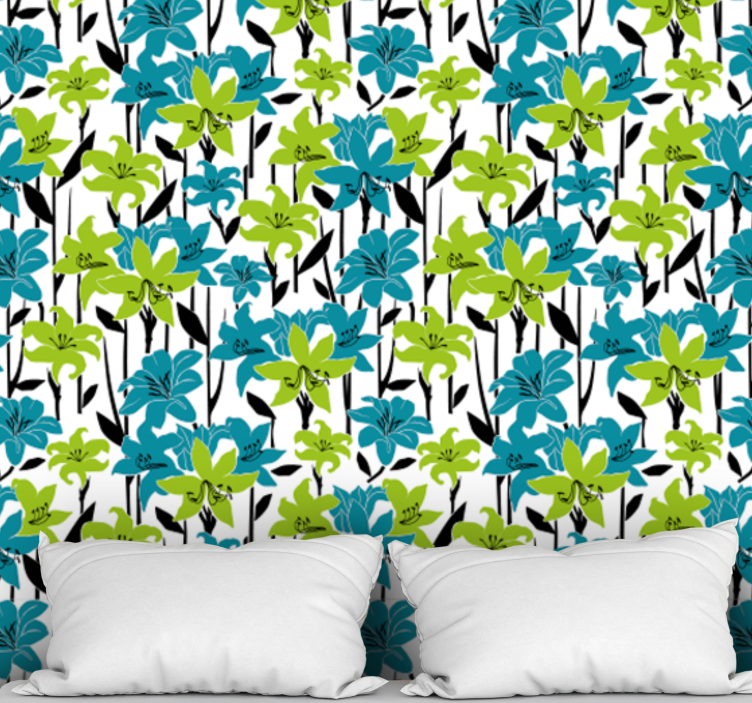 꽃이 있는 벽지 다채로운 꽃의 만개 - TenStickers