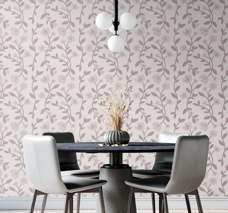 꽃이 있는 벽지 우아한 꽃무늬 실루엣 - TenStickers