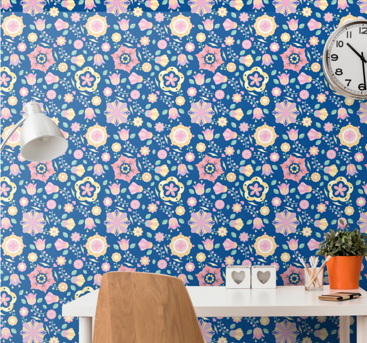 꽃이 있는 벽지 플로랄 블룸 조화 - TenStickers