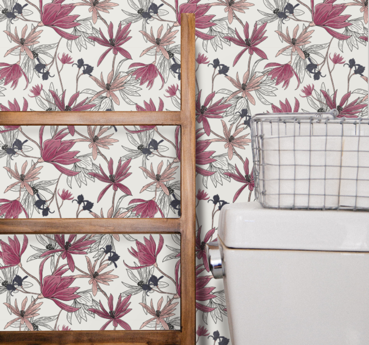 꽃이 있는 벽지 꽃 식물 디스플레이 - TenStickers