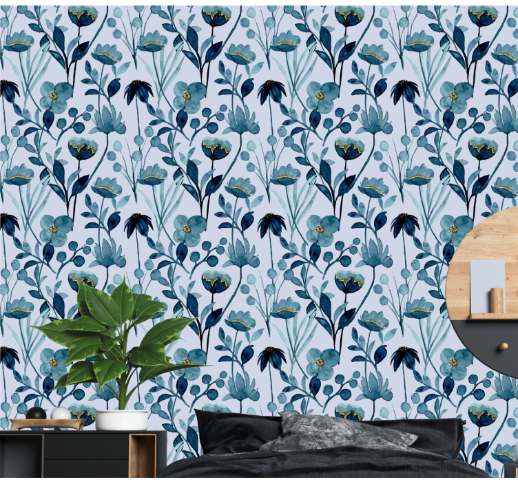 꽃이 있는 벽지 플로랄 보태니컬 우아함 - TenStickers