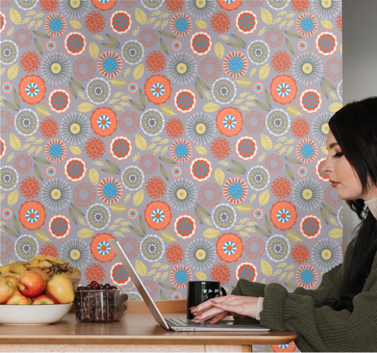 꽃이 있는 벽지 꽃 버스트 - TenStickers