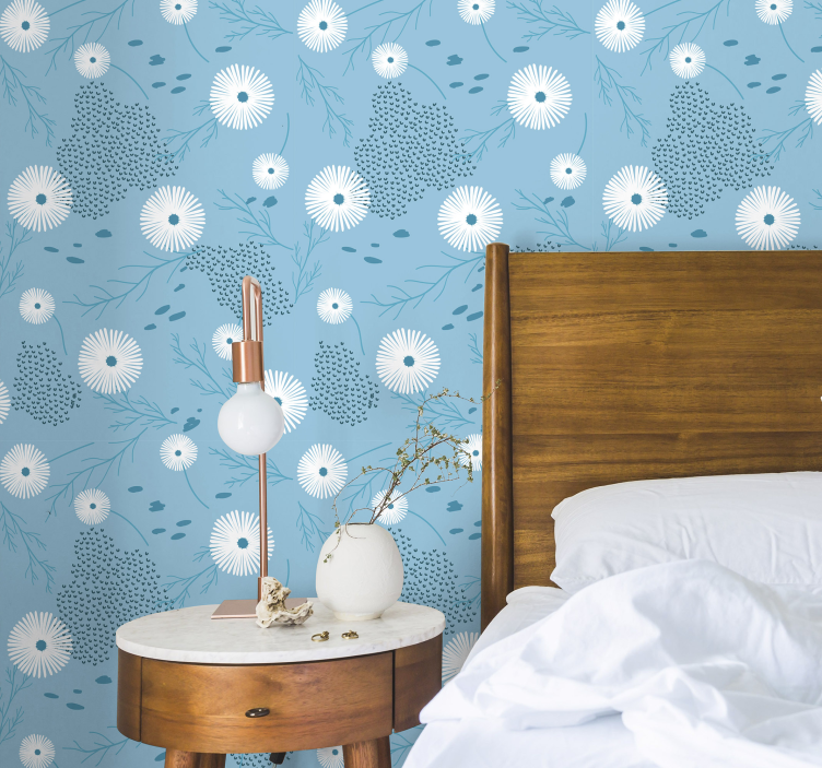 꽃이 있는 벽지 꽃 버스트 패턴 - TenStickers