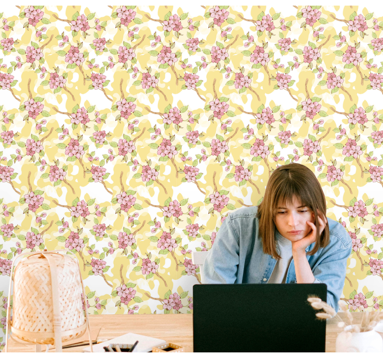 꽃이 있는 벽지 꽃 폭포 - TenStickers