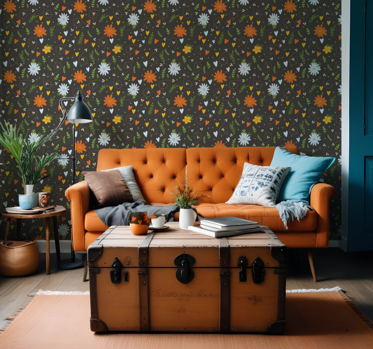 꽃이 있는 벽지 꽃 응원 모티브 - TenStickers