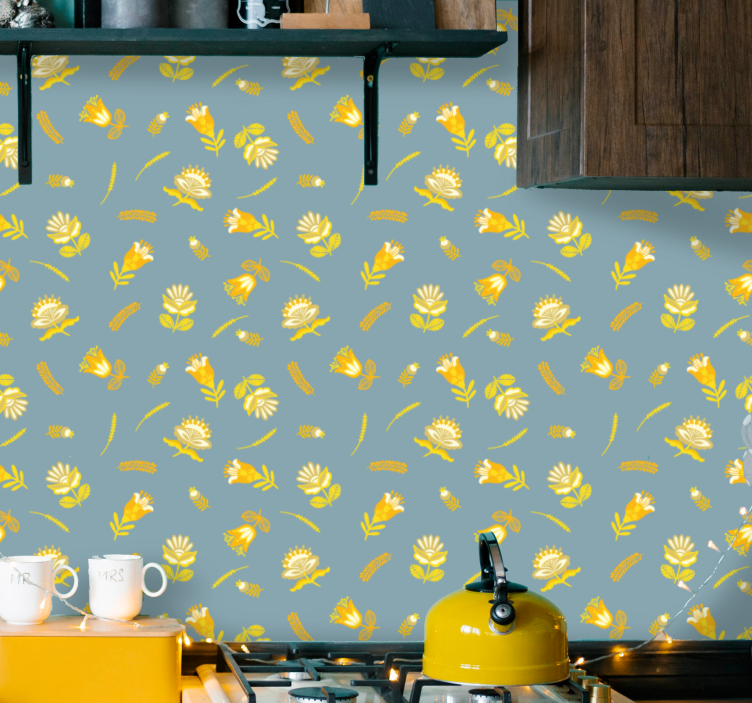 꽃이 있는 벽지 꽃의 기쁨 - TenStickers