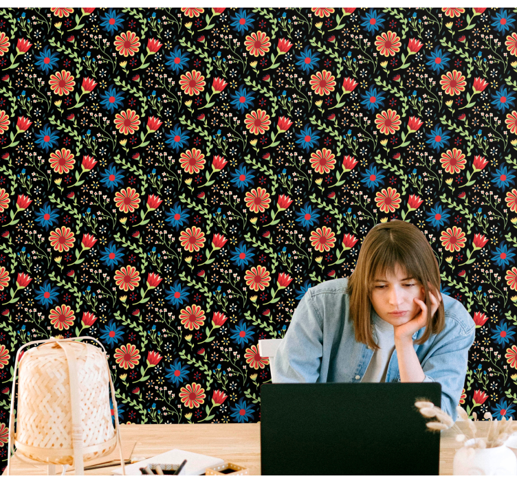 꽃이 있는 벽지 꽃무늬 액센트 - TenStickers